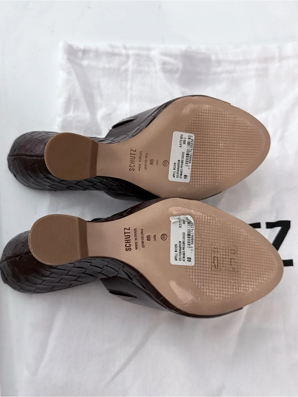 SCHUTZ Dark Brown Leather Open-Toe Mule Heels